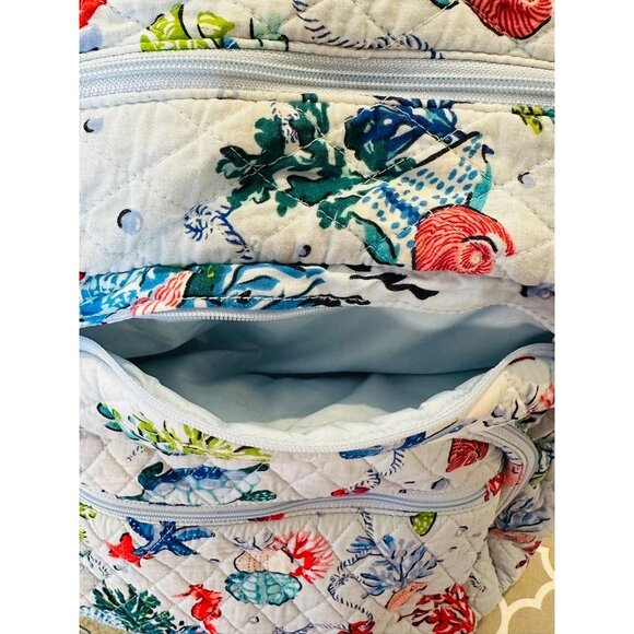 Vera Bradley Sea Life Quilted Backpack Coral Turtle Seahorse Ocean Print Bag - Picture 13 of 16